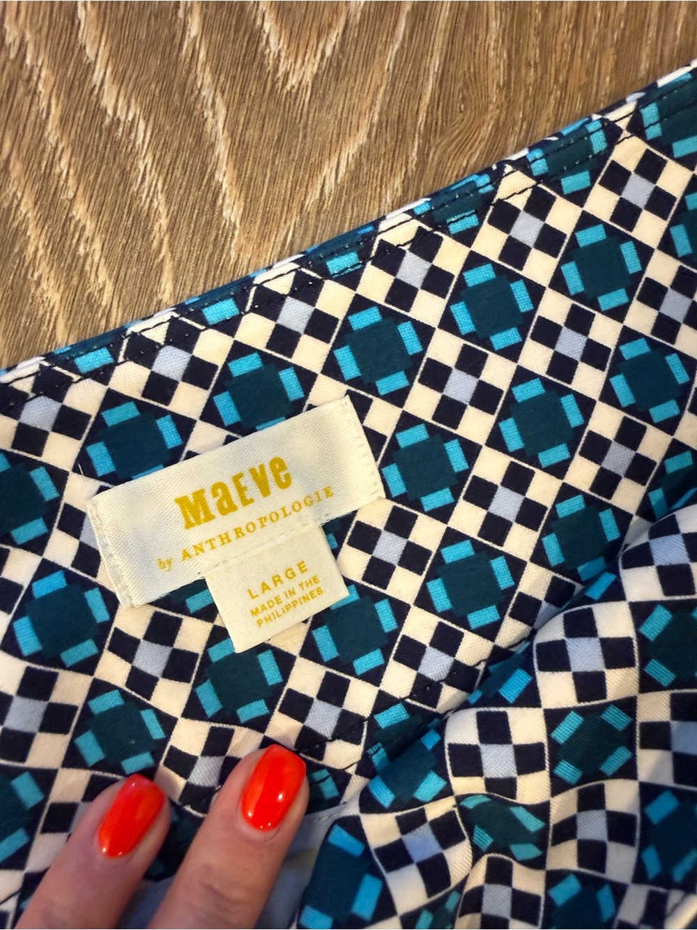 Maeve Blue Geometric Print pant - Picture 3 of 8